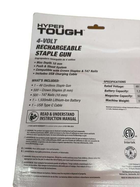 Hyper Tough 4-Volt Lithium-Ion Cordless Rechargeable Staple Gun - Picture 5 of 6
